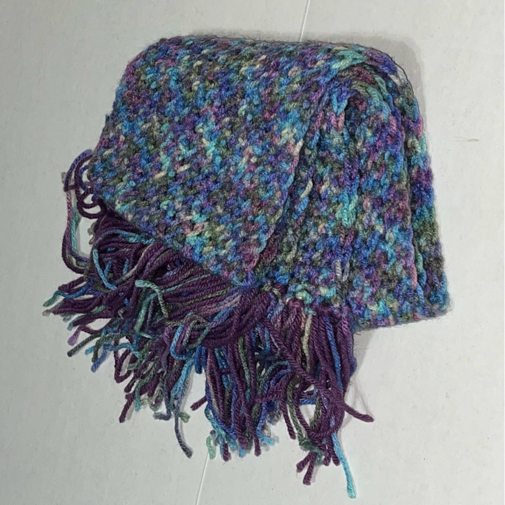 Handmade Multi Colored Scarf Purple,‎ Green, Blue